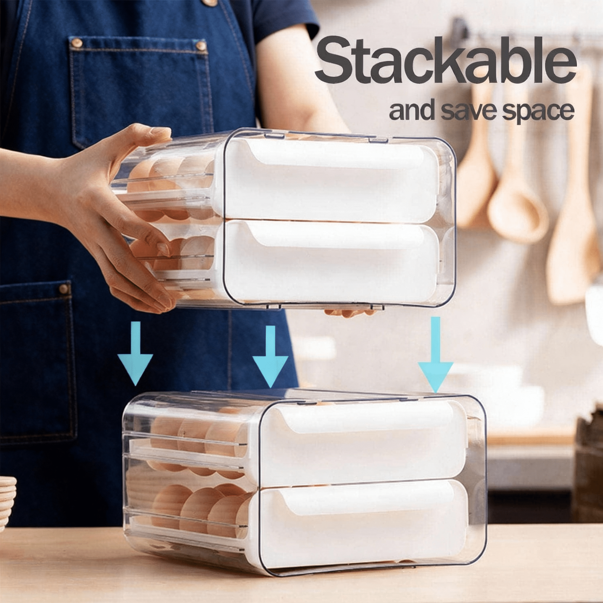 Egg Storage Container for Refrigerator 24 Capacity Kitchen Organizer with Secure Lid and Easy Carry Handle for Freshness and Space Saving Design