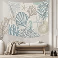 thumbnail image 5 of Coastal Ocean Tapestry for Bedroom Wall Hanging Tapestry, Vintage Coral Starfish Shell Seahorse Ceiling Backdrop Tapestries Poster Blanket Wall Decor for Teens Room Living Room Dorm 51" x 59", 5 of 8