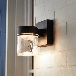 Mainstays Outdoor Integrated LED Wall Light, Black, 6 In