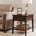 thumbnail image 3 of Leick Home Solid Wood 1-Drawer Stratus End Table with Shelf, Heartwood Cherry, 3 of 15