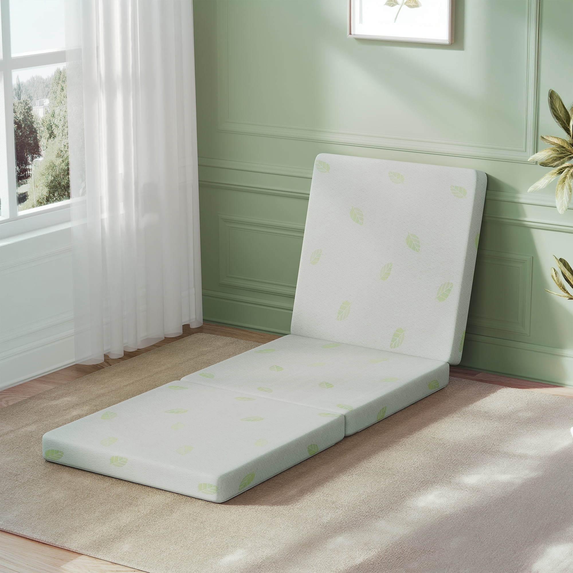 BEHOST 6 inch Tri Folding Memory Foam Mattress, Eco-Friendly Fire-Retardant & Portable Guest Bed, Full Size