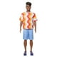 thumbnail image 1 of Barbie Fashionistas Ken Doll #220 with Behind-The-Ear Hearing Aids & Broad Body Wearing a Removable Orange Patterned Shirt, Shorts & Jelly Sandals, 1 of 5