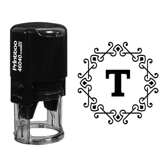 Printtoo T Alphabet Monogram Initial Octagon Celtic Swirl Frame Office Stationary Self Inking R-40 Rubber Stamp-Black