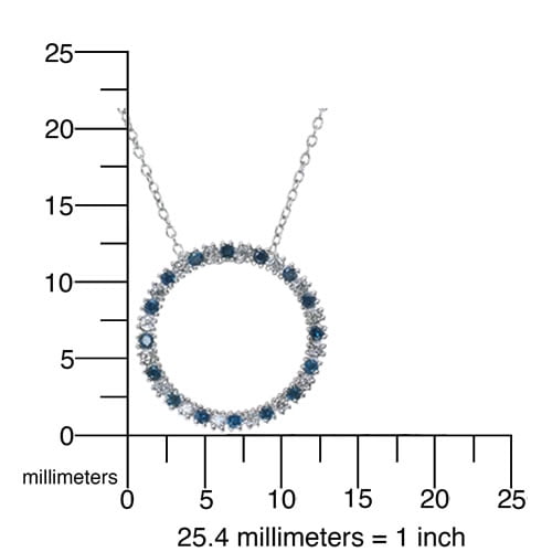 Vir Jewels 1/2 CTTW Blue and White Diamond Pendant Necklace for Women 14K White Gold 1/2 Inch