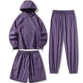 thumbnail image 2 of VBTAPA Sun Protection 3 Piece Sets for Men UPF 50+ Long Sleeve Hoodie Shorts Pants Set Zip Up Windbreaker Jacket Matching Set Outdoor Hiking Athletic Running Outfit Purple XXL, 2 of 6