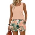 thumbnail image 2 of Women's Hawaiian 2 Piece Sets Square Neck Tank Top and Tropical Floral Print Shorts Set Comfy Breathable Summer Lounge Sets, 2 of 5