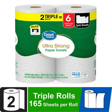 Great Value Ultra Strong Paper Towels, 2 Triple Rolls