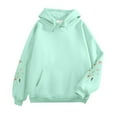 thumbnail image 3 of Womens Hoodies Y2k Long Sleeve Floral Print Hooded Sweatshirt Lightweight Fashion Casual Winter Warn Pullover Tops, 3 of 3