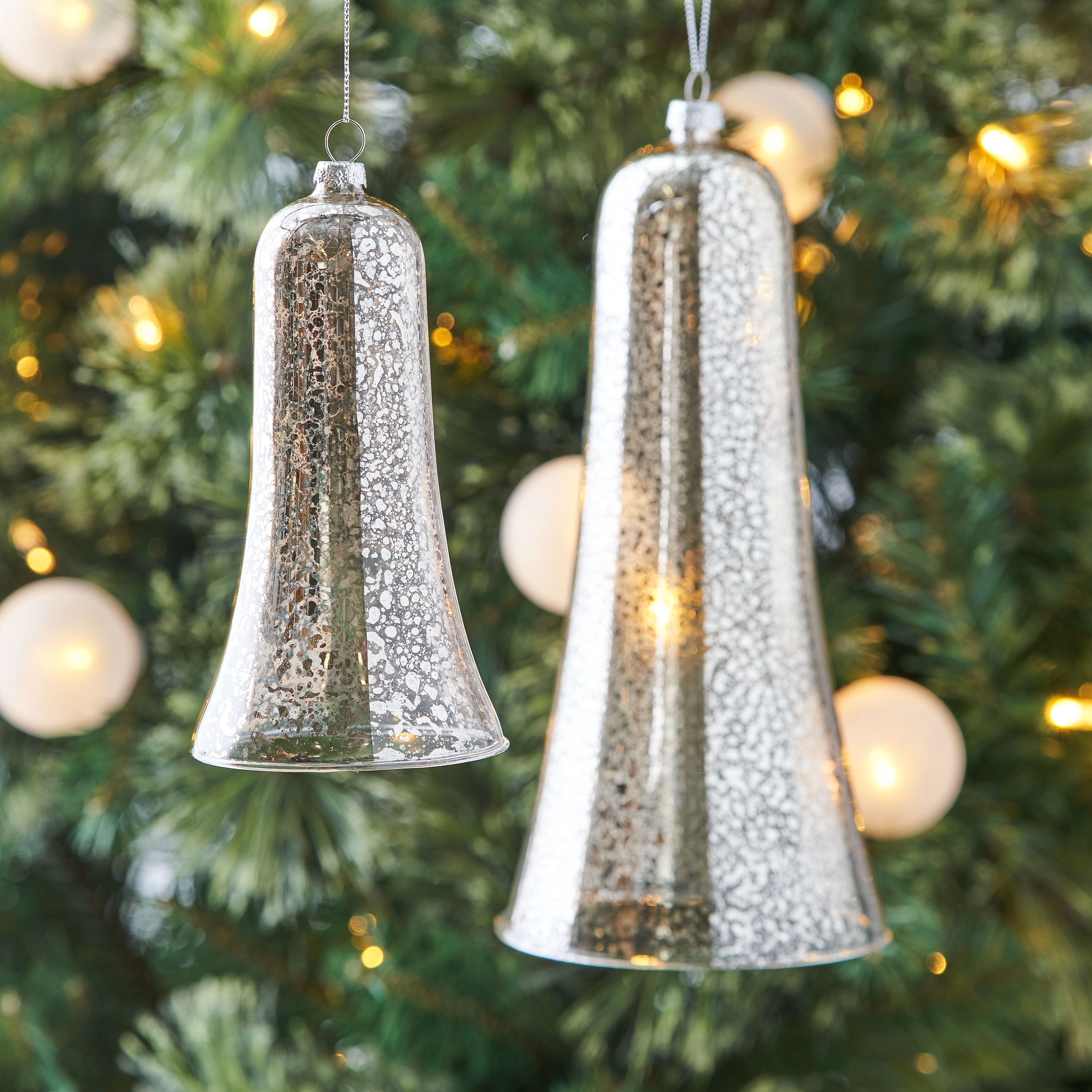 Holiday Time Set Of 2 Glass Bell