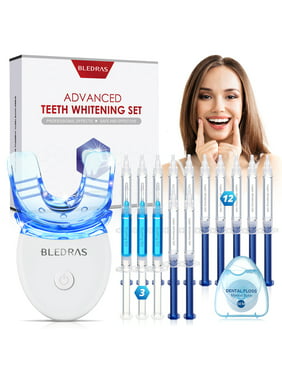 Teeth Whitening Kit with Light, Professional Teeth Whitener with 12 Whitening Gel, 3 Soothing Gel, Mouth Tray, 15 Minutes Effective Home Tooth Whitening