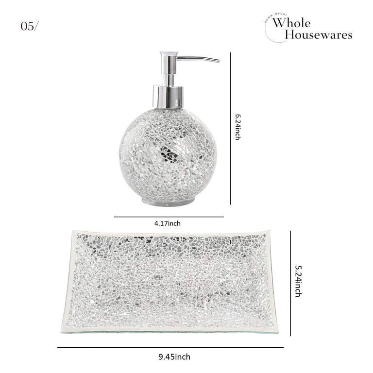Whole Housewares Bathroom Accessories Set 4-Piece Glass Mosaic Bath Accessory