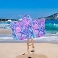 thumbnail image 2 of Yayeee Kids Hooded Towel with Hand Pockets Beach Soft Absorbent Bath Wrap 50 x 23.5 inch, Purple Starfish Pattern, 2 of 5