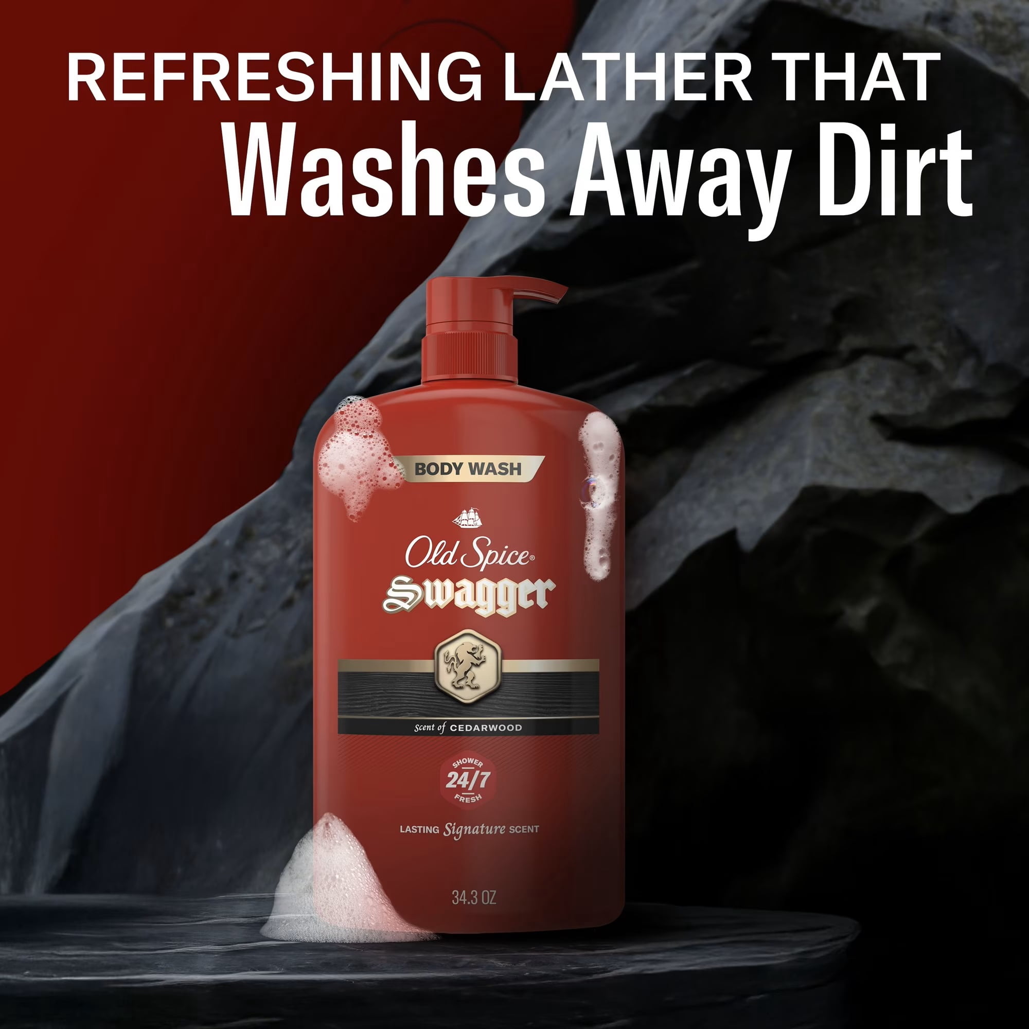 Old Spice Swagger Red Collection Men's Body Wash With Cedarwood, 34.3 Oz, Pack of 2