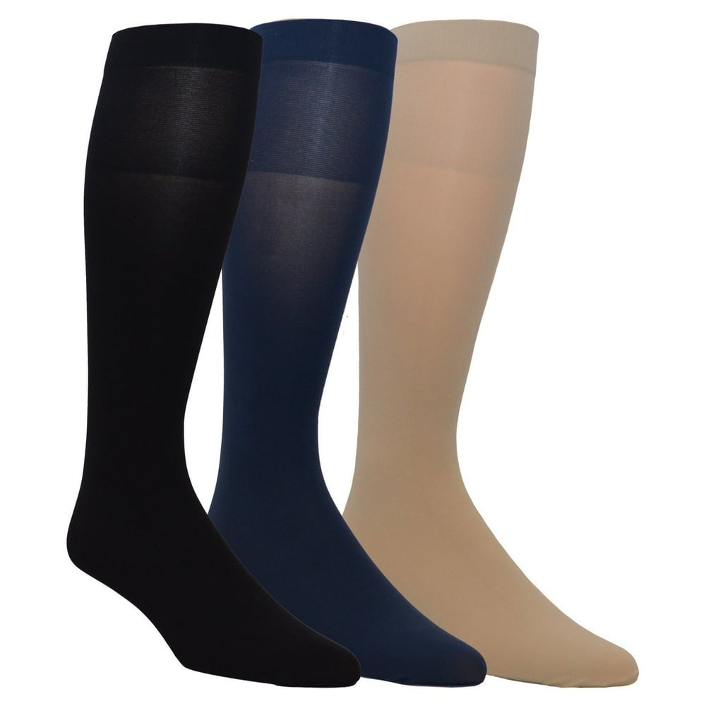Zaftig 3 Pairs of Zaftig Womens Plus Size Opaque Nylon Trouser Socks