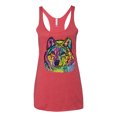 thumbnail image 3 of Colorful Majestic Neon Atric Wolf | Dean Russo Art Animal Lover Tri-Blend Racerback Sleeveless Top, Vintage Red, M, 3 of 5