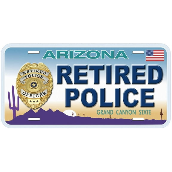 Arizona Retired Police Novelty Car Auto License Plate