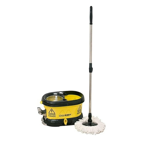 Bucket with Mop Handle,Yellow/Black