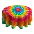 thumbnail image 4 of Colorful Rainbow Tie Dye Spiral Pattern Round Tablecloth 60"x60",Wrinkle Wipeable Table Cloth for Kitchen Dining Room Picnic Patio Party, 4 of 6