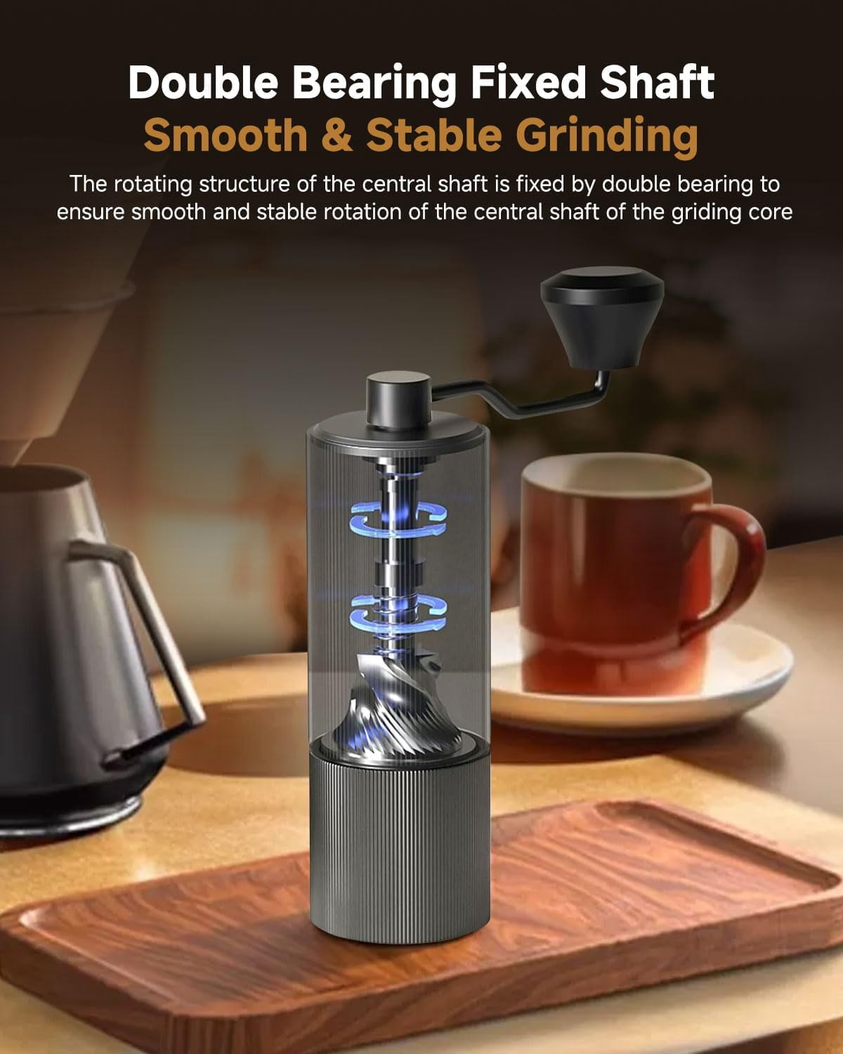 Manual Coffee Grinder with 30 Adjustable Settings, CNC Stainless Steel Burr for Espresso French Press