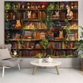 thumbnail image 4 of Gojian Forest Library Tapestry Tree Bookshelf Tapestries Wall Hanging Vintage Fantasy Fairy Treehouse Book Tapestry for Bedroom Living Room Dorm Classroom, 4 of 6
