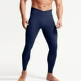 thumbnail image 2 of APEXFWDT Men's Yoga Compression Pants Cross High-Waisted Base Layer Tights with Pockets for Running & Gym,XXL,Dark Blue, 2 of 5