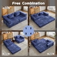 thumbnail image 4 of Convertible Floor Sofa Bed, Chenille Cloud Couch with Pillow Back & Armrest, Foldable Loveseat Sectional Sofa with Fixed-Shape Frame for Living Room, Dark Blue, 4 of 7