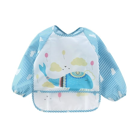 

QYZEU First Time Baby Must Haves Baby First Birthday Boy Boys for Soft Long Toddler Bib Waterproof Baby Sleeved Bibs Girls Cartoon Sleeve Baby Care