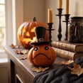 thumbnail image 5 of Cute Hat Wearing Pumpkin Resin Figurine Set, Spooky Tabletop Ornament, Minimalist European Style Decor for Halloween Living Room Shelf Indoor Holiday Party Display, 5 of 7