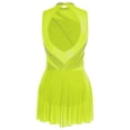thumbnail image 4 of iiniim Lyrical Dance for Women Rhinestone Figure Skating Dresses Sleeveless Ballet Dancewear Fluorescent Yellow L, 4 of 7