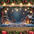 thumbnail image 2 of Snowflake Lighted Christmas Banner Christmas Tree Design Holiday Banner Reindeer Pattern Snow Scene Festive Banner for Christmas Decoration Holiday Party Home Decor, 2 of 9