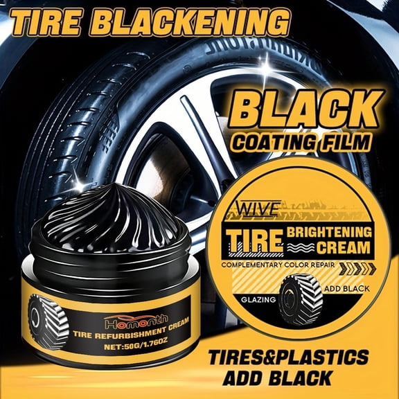 Tire Black Tire Shine, Black Trim er, Solution Finish Black Trim er, Car Plastic er Black, Car detailing Sponge, 1.76 Oz Container, 2 Pc Automotive detailing Kit