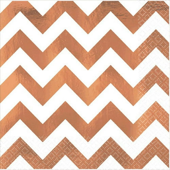 amscan Rose Gold Chevron Luncheon Napkins | Pack of 16 | Party Supply