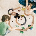 Wooden Train Set 80pcs with Dinosaur Train Tracks and Color Box for 3
