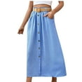 thumbnail image 6 of gljltg Women's Solid Color Pocket Button Belt Half Skirt for Women, Spring Summer Fall Winter, Suitable for Daily Wear, Vacation, Dates, Sports, School, Work, Street Wear, 6 of 9