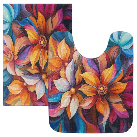 RMDQTR 2PCs Bathroom Rugs Set Plush Toilet Base Mat 16" × 24" Bath Mat and 20" × 24" U Shape Soft Rugs Non Slip Absorbent