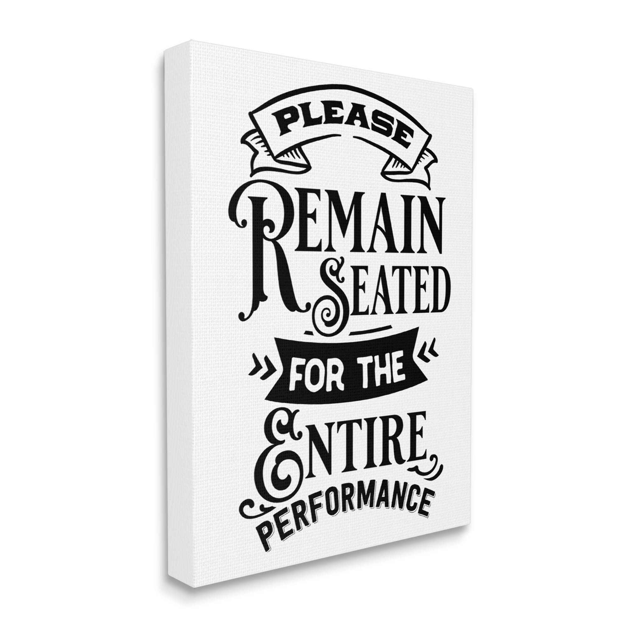 Stupell Industries Please Remain Seated Humorous Vintage Bathroom Saying Graphic Art Gallery Wrapped Canvas Print Wall Art, Design by Lettered and Lined