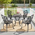 thumbnail image 5 of Hzzkey 5-Piece Black Outdoor Aluminum Round Dining Set,4 Chairs, Beige Cushion ,Umbrella Hole, Weather-Resistant, 5 of 10