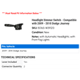 thumbnail image 2 of Headlight Dimmer Switch - Compatible with 2009 - 2010 Dodge Journey, 2 of 2