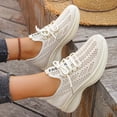 thumbnail image 4 of Rokment Womens Running Tennis Shoes Breathable Mesh Lace up Athletic Memory Foam Walking Trainners Comfortable Casual Fitness Golf Non Slip Work Fashion Sneakers Beige Size 6, 4 of 8