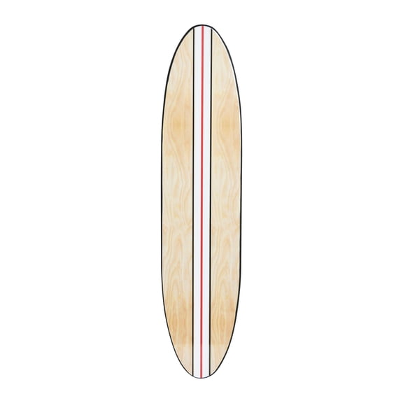 Creative Co-Op Coastal Decorative Surfboard Wall Décor for Living Room; Contemporary White Stripe Design Overlaid On Light Natural Wood
