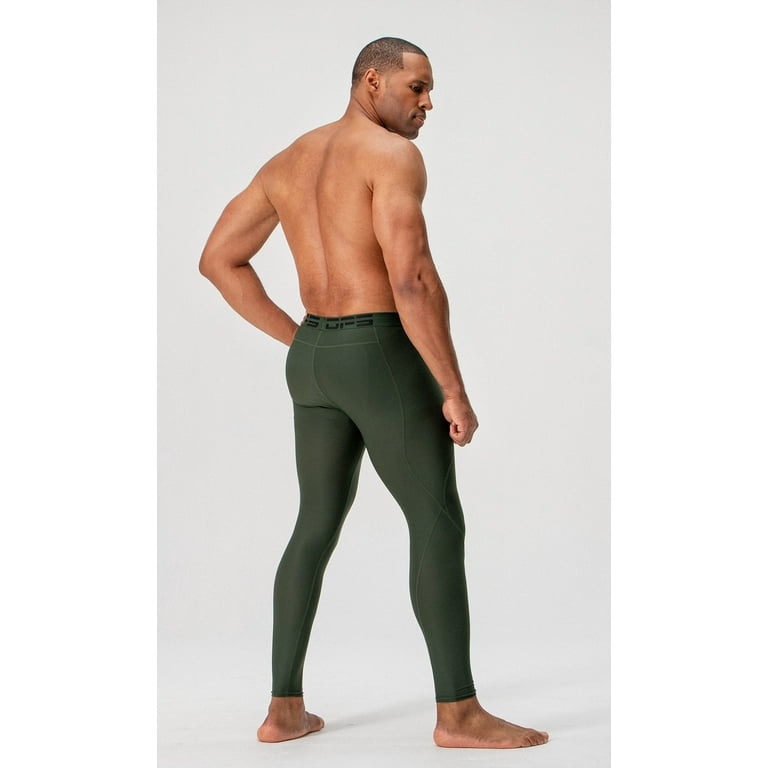 DEVOPS 2 Pack Men's Compression Pants Athletic Leggings (X-Large,  Black/Olive)