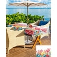 thumbnail image 5 of Outdoor Tablecloth with Umbrella Hole for Patio/Picnic/Party/Camping, Coastal Waterproof Table Cloth Rectangle Table Cover Washable, Summer Beach Red Teal Coral Nautical 60"x 84", 5 of 7