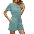 thumbnail image 5 of USSUMA Spring Dresses for Women 2025 Womens Dresses Short Sleeve Solid Color Button Dress with Pocket Lace Up Loose Fit Maxi Dress Vintage Skirt Lightweight Skirts Gym Green Dress Size-XXL, 5 of 6