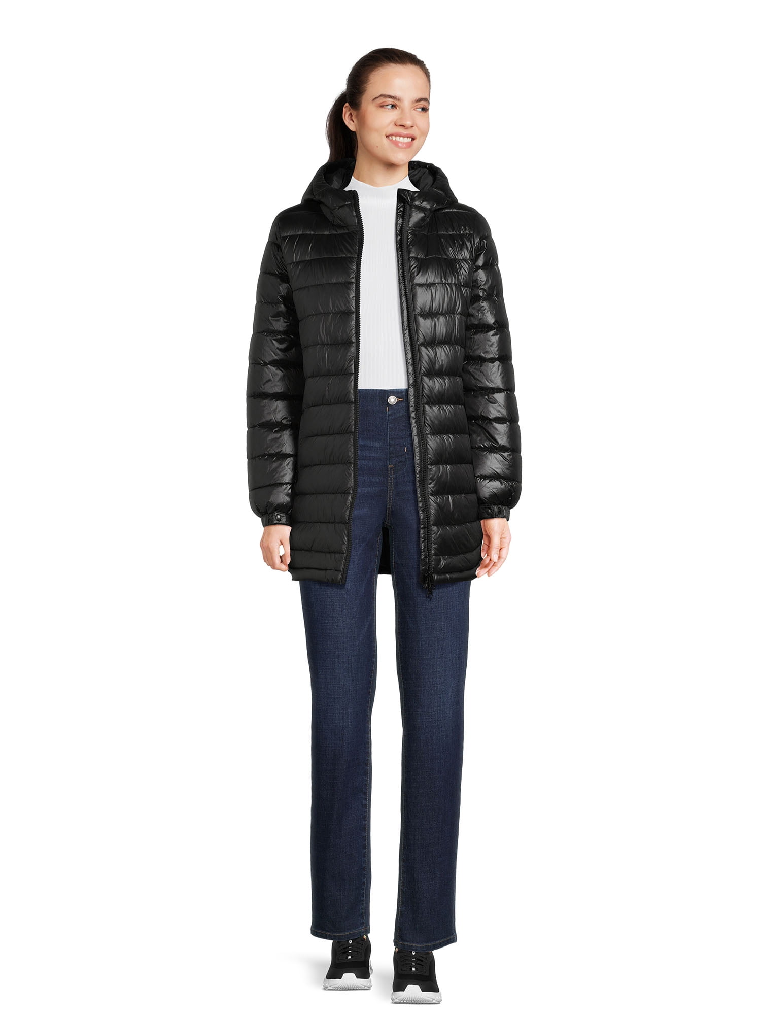 Swiss Tech Hooded Mid Length Puffer Polyester, Outerwear Jackets (Women's), Sizes XS-3X