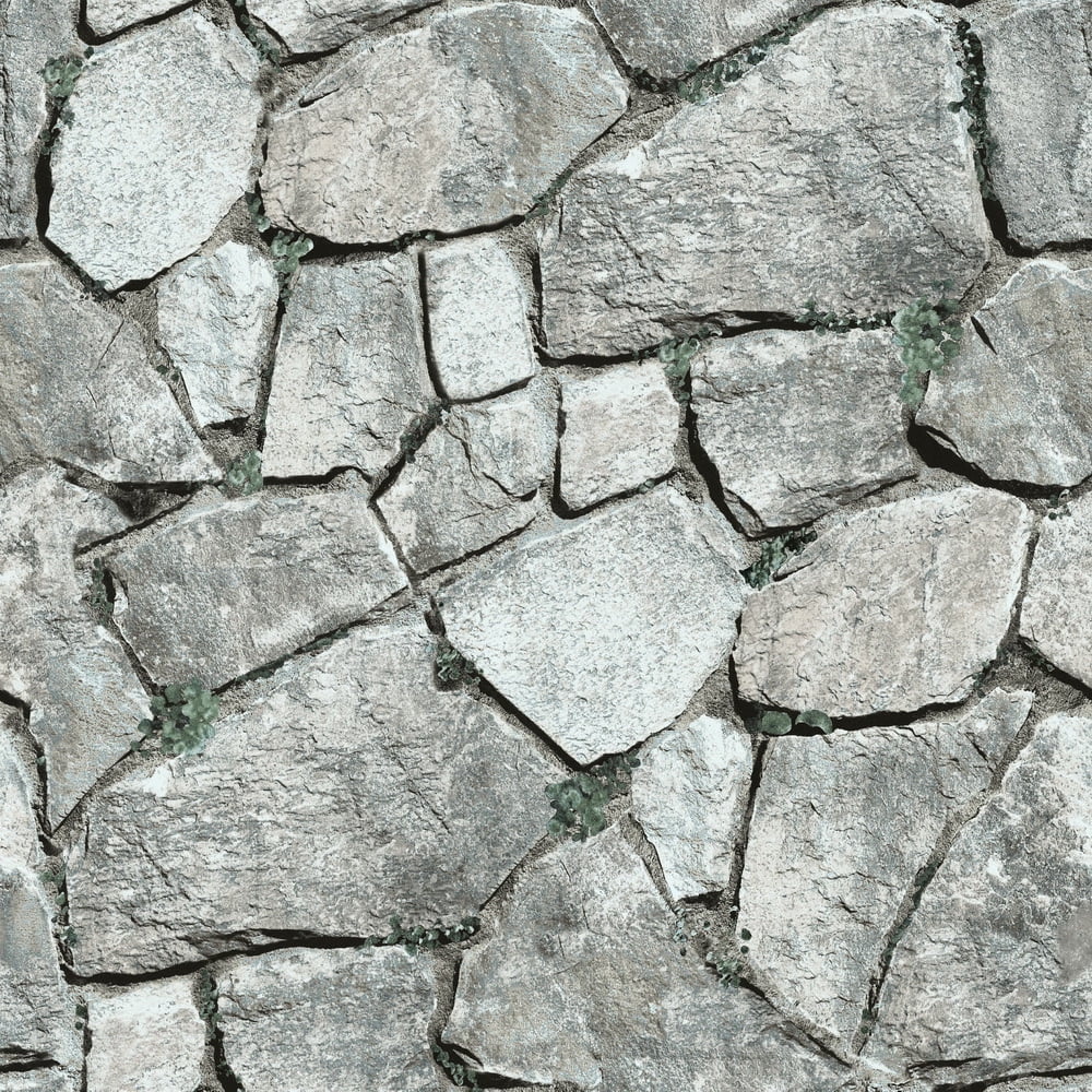 Retro White, Grey Stone Wallpaper Roll Walmart Canada