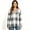 Gray, variant on Women's Plaid V Neck Drawstring Long Sleeve Hooded Tunic Top, Oversized Pullover Hoodie with Pocket, Women's Plus, Size S-2XL