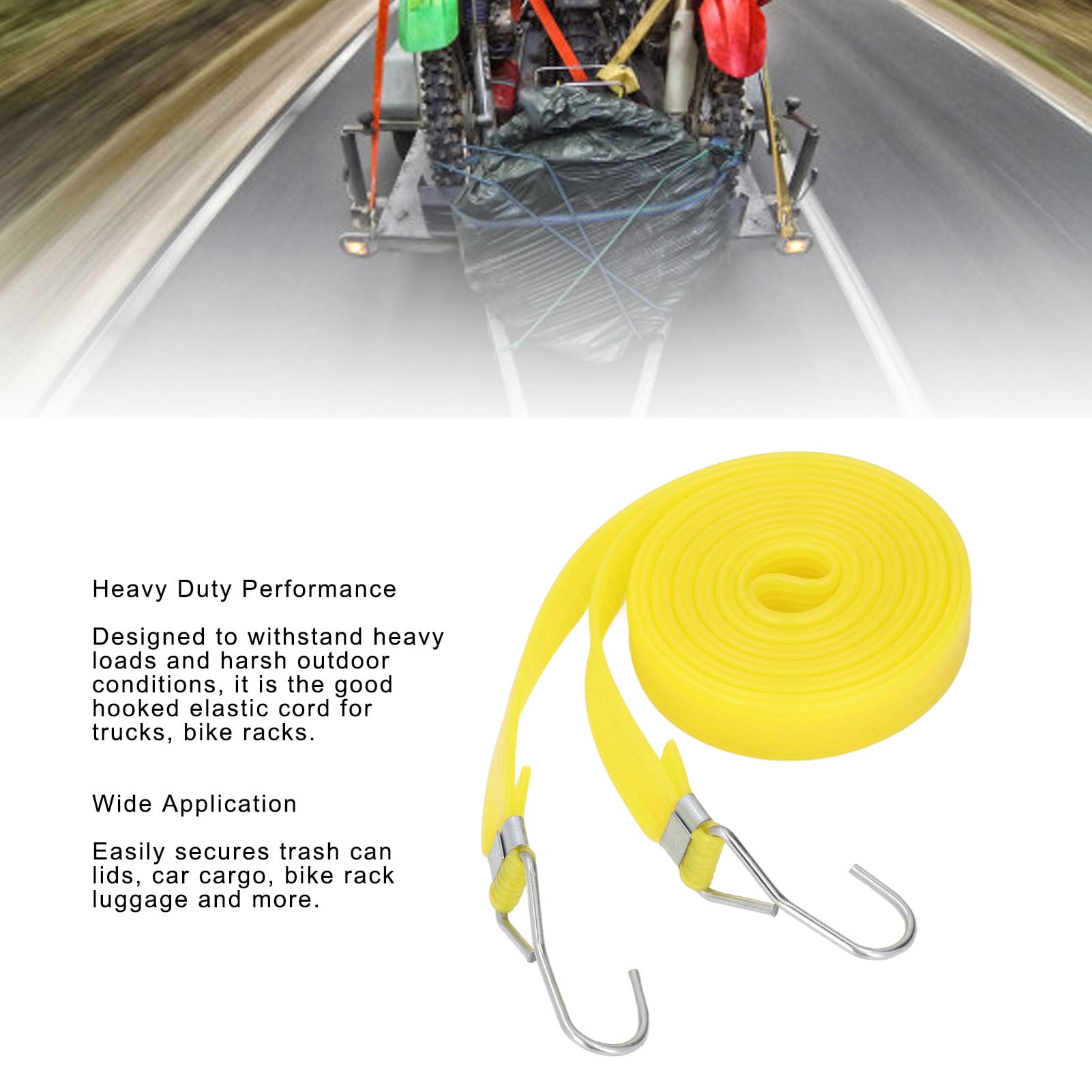 YAHHU 10 Pieces Heavy Duty Outdoor Bungee Cords Set, 13.1 ft / 4 m Extra Long Flat Bungee Strap Tie Down Rope for Securing Transport Cargo on Cars, Trucks, Motorcycles and Camping Tents, Yellow