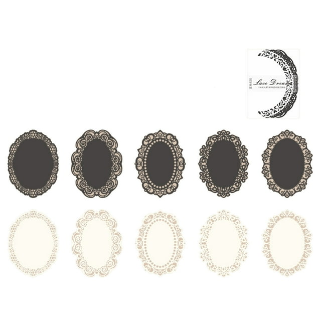 10 Hojas De Pegatinas De Encaje Autoadhesivas, Pegatinas De álbum De Recortes Blancas Y Negras, Papel Adhesivo Decorativo Para Envolver(Jardín de encaje)