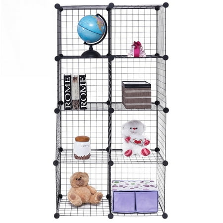Gymax 8 Cube Grid Wire Organizer Wardrobe Shelves Bookcase (Best Way To Organize Wires)