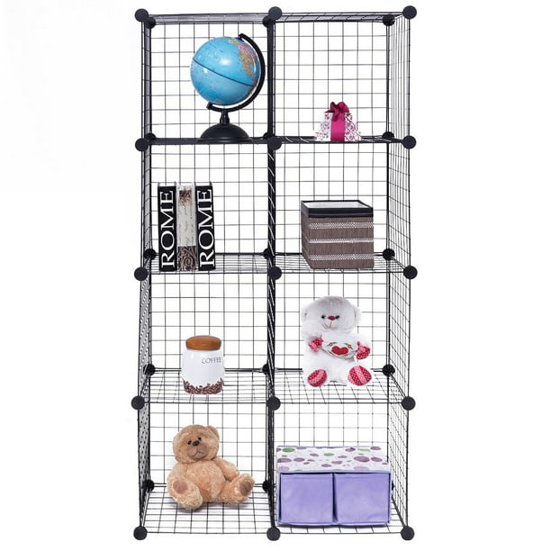 Gymax 8 Cube Grid Wire Organizer, Wire Grid Shelving Units Over The Washer Dryer